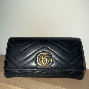 Black Gucci GG Marmont continental wallet